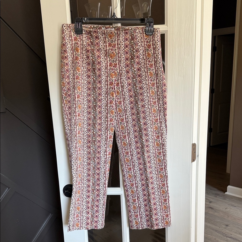 ERIC SPENCER Floral Print & Stripe Stretch Ankle Length Pants  10 Cottagecore